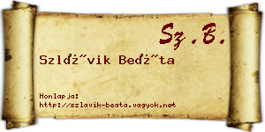 Szlávik Beáta névjegykártya