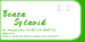 beata szlavik business card